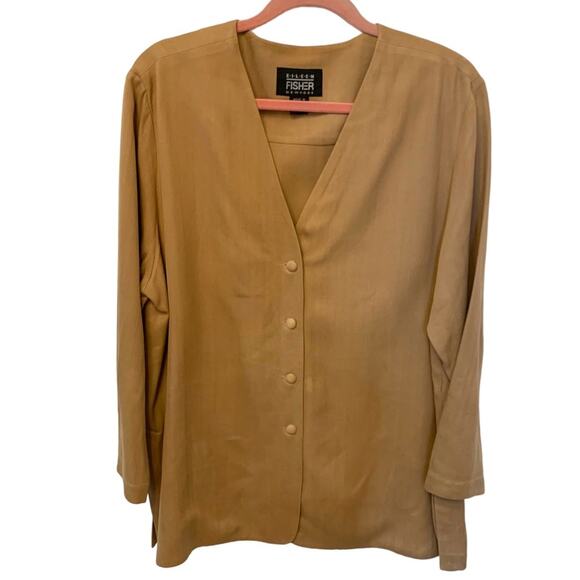 Eileen Fisher Tan Silk Maxi Skirt and Jacket Set - Picture 3 of 16